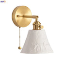 Axyaa Elk Ceramic Lampshade LED Wall Sconce, Nordic Modern Lighting for Bedroom, Bathroom