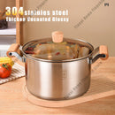 Axyaa Stainless Steel Hot Pot with Lid: Induction Cooker Gas Stove Non-Stick Double-Eared Pan
