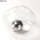Axyaa Round Glass Vase Hydroponics Desk Decor with Artificial Flowers