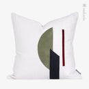 Axyaa Modern Nordic White Green Stitching Leather Square Pillow Cover