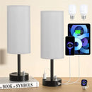 Axyaa LED Table Lamp with USB+Type-C Ports, Fully Dimmable Bedside Light
