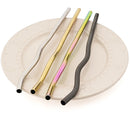 Axyaa Stainless Steel Wavy Straws Set with Brush for Drinks Bar Accessories