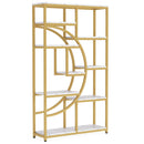 Axyaa Industrial 5 Tier Bookcase: Freestanding Tall Display Shelf Organizer