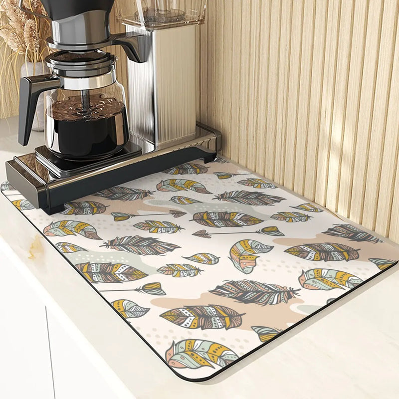 Axyaa Flowers Pattern Diatomaceous Earth Drying Mat Kitchen Accesories