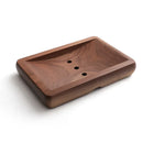 Axyaa Black Walnut Soap Holder - Handmade Wooden Soap Dish with Drain