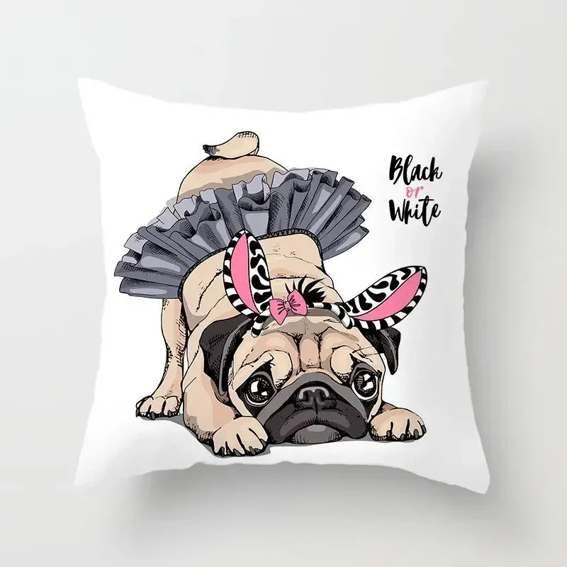 Cute Pug Bulldog Pillowcase for Living Room Decor - Axyaa Home Decor