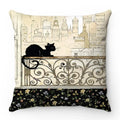 Axyaa Retro Black Cat Cartoon Anime Decorative Pillowcase for Sofa, Car, Bedroom