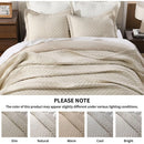Axyaa Linen/Cotton Queen Quilt Set, Lightweight Diamond Stitch Bedspread Coverlet