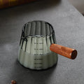 Axyaa 180ML Espresso Glass Cup with Wood Handle - Latte Art Mug & Milk Frothing Jug