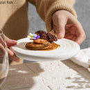 Axyaa Circular Ceramic Steak Plate | Dessert Sushi Pasta Serving Plate