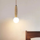 Axyaa Retro Stone LED Chandelier with Glass Lampshade for Bedroom Decor