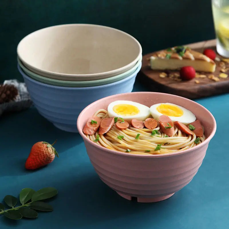 Axyaa 17cm Round Wheat Straw Noodle Bowl - Creative Kitchen Tableware