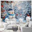Axyaa Winter Snowman Print Tapestry for Christmas Party Decoration