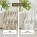 Axyaa Cable Knit Chenille Sherpa Throw Blanket for Sofa Couch Twin Comfort