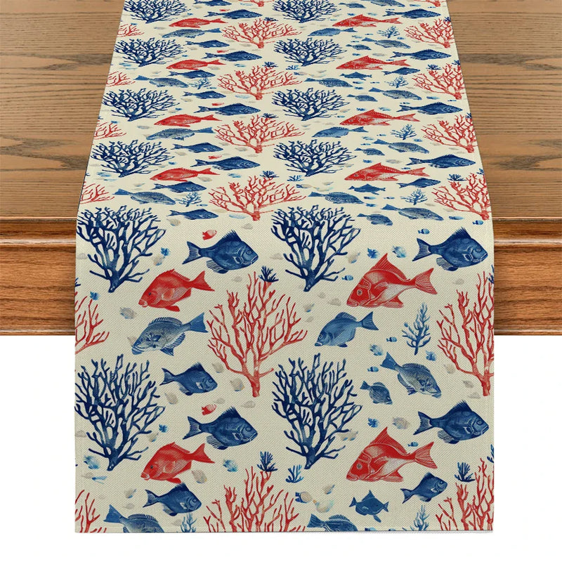 Axyaa Coral Table Runner for Rustic Dining Decor - Wedding Party Home Coffee Hotel