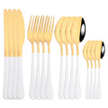 Axyaa 16-Piece Pink Gold Stainless Steel Cutlery Set - Dinnerware Flatware Tableware Kit