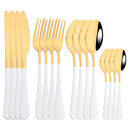 Axyaa 16-Piece Pink Gold Stainless Steel Cutlery Set - Dinnerware Flatware Tableware Kit