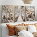 Snowy Lanterns & Bridge Wall Art Set by Axyaa - Cozy Winter Scene Prints
