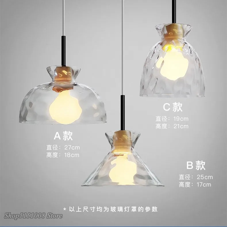 Axyaa Wood Glass Pendant Lamp Japanese Style Minimalist for Living Room, Bedroom, Restaurant