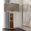Axyaa Gold Black Stone Floor Lamp w/ Fabric Lampshade, Nordic Luxury Design
