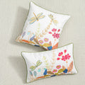 Axyaa Daisy Floral Cushion Cover Green Leaves Embroidery Soft Cozy 45x45cm/30x50cm