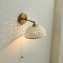Axyaa Ceramic Vintage LED Wall Light Round Lampshade Design Pull Chain