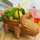 Axyaa Rattan Animal Style Fruit Plate & Tea Tray Multifunctional Storage Basket