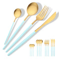 Axyaa 16-Piece Red Gold Matte Stainless Steel Cutlery Set