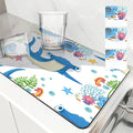 Axyaa Absorbent Kitchen & Bathroom Draining Mat - Quick Dry, Anti-Slip Octopus & Shark Dish Mats