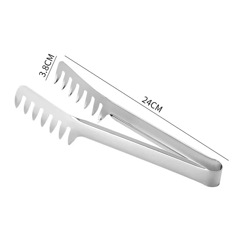 Axyaa Stainless Steel Kitchen Tongs: Color Comb Meal Clip for Non Stick Cookware