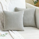 Axyaa Corduroy Striped Pillow Covers Army Green 18x18 - Super Soft Boho Decor for Couch