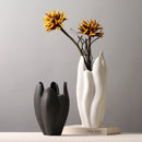 Frosted Ceramic Vase with Dried Flowers, Living Room Decor by Axyaa