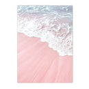 Axyaa Pink Beach Wave Surf Girl Canvas Painting Nordic Art Print