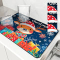 Axyaa Christmas Deer Drying Mat - Absorbent & Antiskid Kitchen and Bathroom Pad