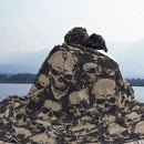Axyaa Grunge Skulls Pattern Fleece Throw Blanket, Soft & Warm Bedspread