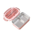 Axyaa 3-Compartment Lunch Box with Utensils, Leak-Proof & Durable Plastic Containers