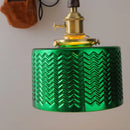 Axyaa Green Glass LED Pendent Lamps Walnut Copper Chandelier
