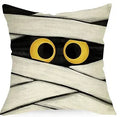 Axyaa Halloween Spooky Face Mummy Black Cat Throw Pillowcase 45X45CM