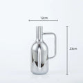 Axyaa Silver Glass Vase with Geometric Handle: Elegant Kettle for Living Room Decor