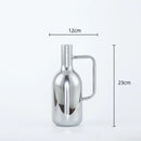 Axyaa Silver Glass Vase with Geometric Handle: Elegant Kettle for Living Room Decor