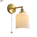 Axyaa Nordic Ceramic LED Wall Light with Pull Chain Switch, Modern Copper Sconce Home Lighting