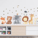 Axyaa Cute Africa Animals Wall Stickers for Kids Room - Elephant, Giraffe, Bear, Fox
