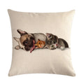Axyaa Pug Pet Dog Pattern Cotton Linen Throw Pillow Cover for Home Decor