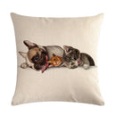Axyaa Pug Pet Dog Pattern Cotton Linen Throw Pillow Cover for Home Decor