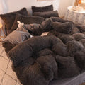Axyaa Plush Pink Mink Velvet Queen Bedding Set with Sheets