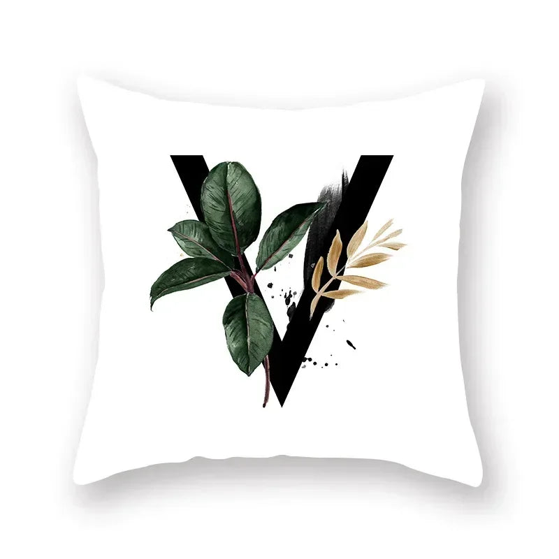 Floral Alphabet Pillow Case by Axyaa: Home & Car Decorative Cushion Cover