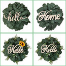Eucalyptus Wreath with Hello Sign by Axyaa - Seasonal Front Door Decor