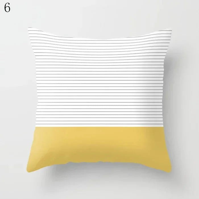 Axyaa Yellow Geometric Print Cushion Pillowcase - 45x45cm