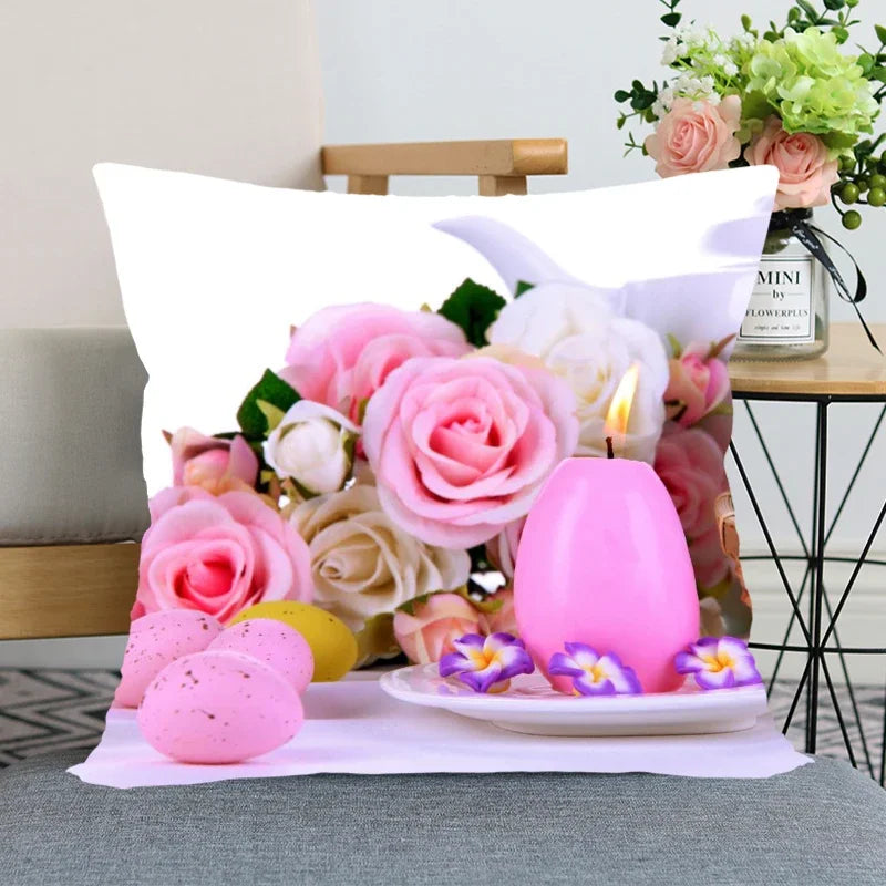Axyaa Satin Fabric Easter Pillow Case Set for Wedding and Home Decor