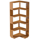 Axyaa 6 Tier Industrial Corner Bookcase, 64.96 Inch Tall Wood Grain Shelf